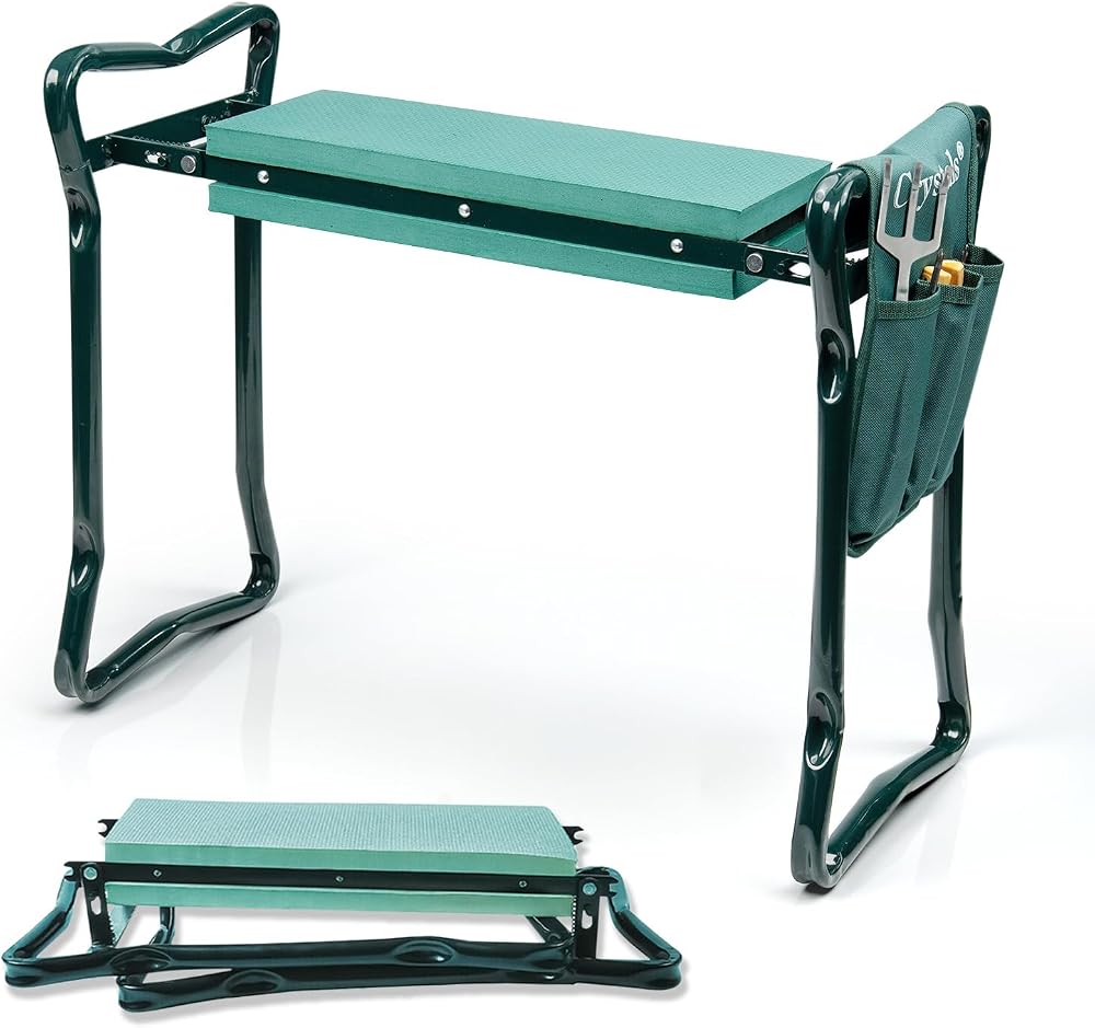 Crystals Heavy Duty Garden Kneeler Seat, Portable 3 in 1 with Tool Bag