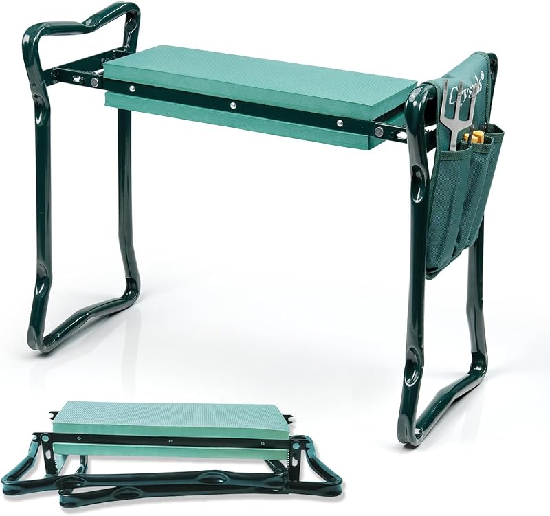Crystals Heavy Duty Garden Kneeler Seat, Portable 3 in 1 with Tool Bag