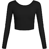 Basic Long Sleeve Crop Tops Slim Fit Lightweight Workout Shirts for Women