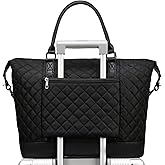 Bluboon Travel Tote Bags with Zipper Ladies Canvas Bag Weekender Overnight Bag for Women Carry on Duffel Bag Trolley Sleeve
