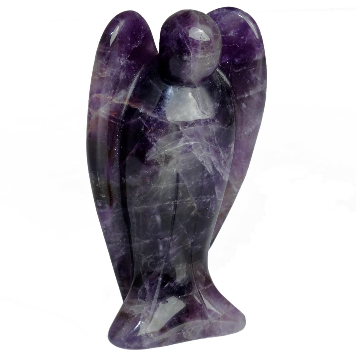 KYEYGWO Amethyst Angel Gemstone Crystal Guardian Angel Statues, Pocket Peace Angel Lucky Charm Reiki Fengshui Desk Ornaments 2.75"