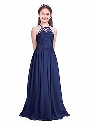 iEFiEL Girls Halter Lace Chiffon Flower Wedding