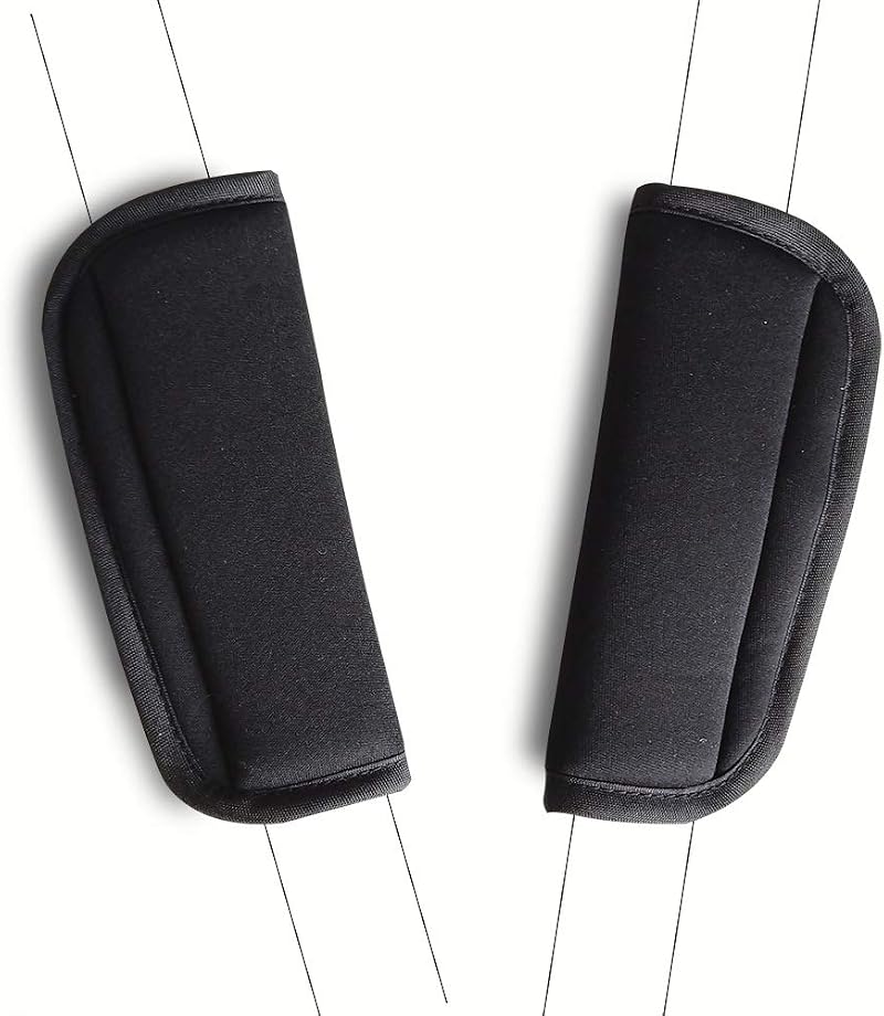 SeedFuture Baby Pushchair Seat Strap Covers 2 Pack Velcro Black Adjustable