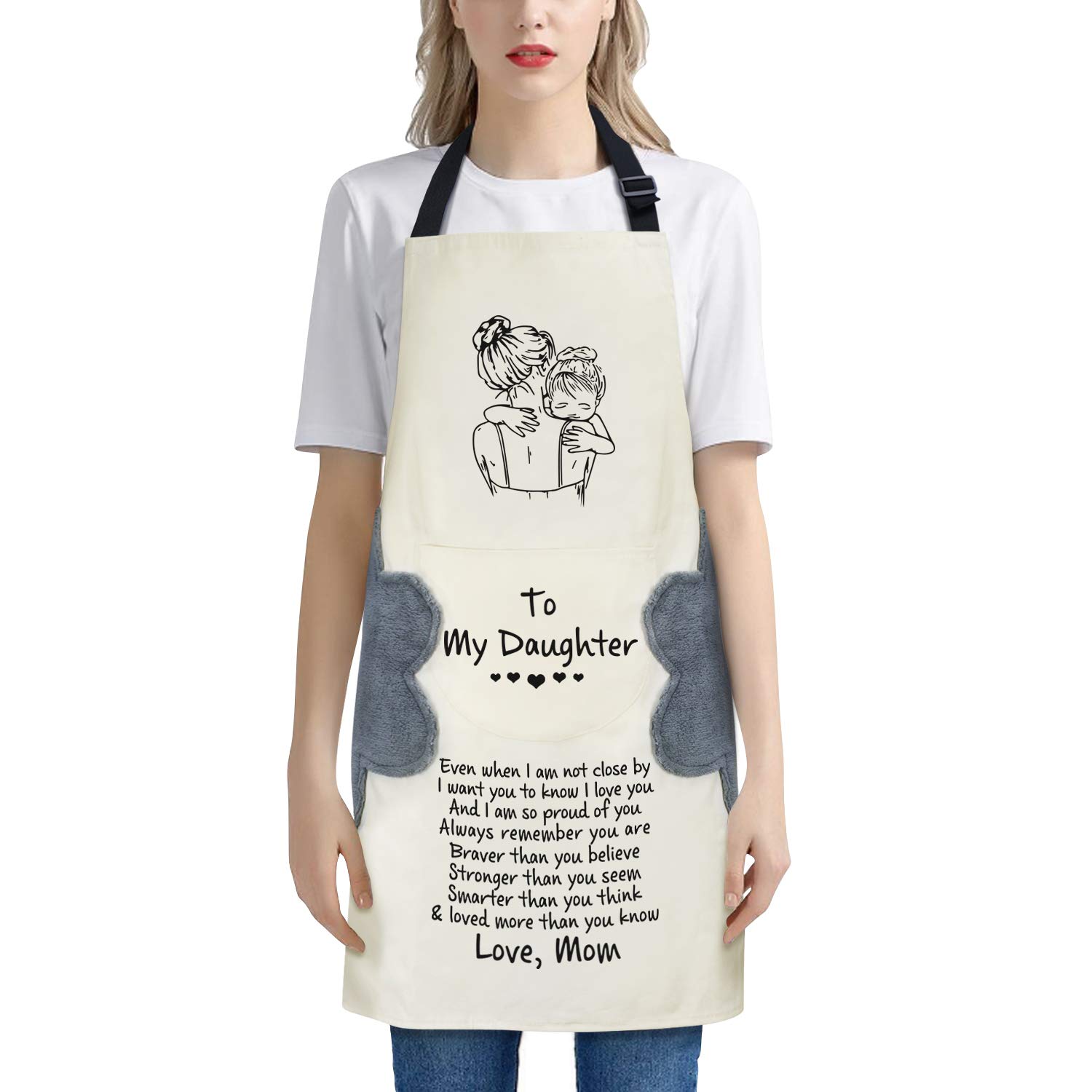 Kenon Custom Apron with Pocket, can Wipe Hands, Personalised Kitchen Aprons Adjustable Apron Waterproof Cooking Kitchen Chef Aprons, Cooking Apron, for Home, Restaurant, Craft, Garden