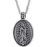 NIGHTCRUZ Virgen De Guadalupe Necklace, Mother Mary Necklace Stainless Steel, Virgencita Jewelry Thanksgiving Day Gifts for Women