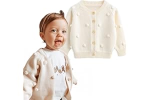 Simplee kids Baby Sweater Cardigan Jacquard Cable-Knit Spring Coat Long Sleeve Cardigan for Baby Girl