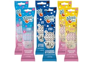 WHATEVER BRANDS USA Dippin’ Dots Magically Flavored Milk Straws, Cotton Candy, Cookies 'n Cream, and Banana Split, 6-Pack Party Bundle (30 Straws) | Fun Magic Straws for Kids, Drinks & Cereal | | Sweet Party Treats & Favors
