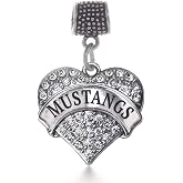 Inspired Silver - Silver Pave Heart Charm for Bracelet with Cubic Zirconia Jewelry