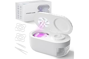 FIRBNO Ultrasonic Retainer Cleaner with Cleaning, Pumping, and Air-Drying Functions, 45kHz Retainer Cleaner Machine, 200ml Denture Cleaner for Dentures, Mouth Guards, Braces, Toothbrush Heads, Jewelry(White)