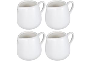Toyvian 4pcs Mini Ceramic Cream Pitcher Set with Handle 50ml Small Porcelain Milk Jug for Coffee, Sauces,