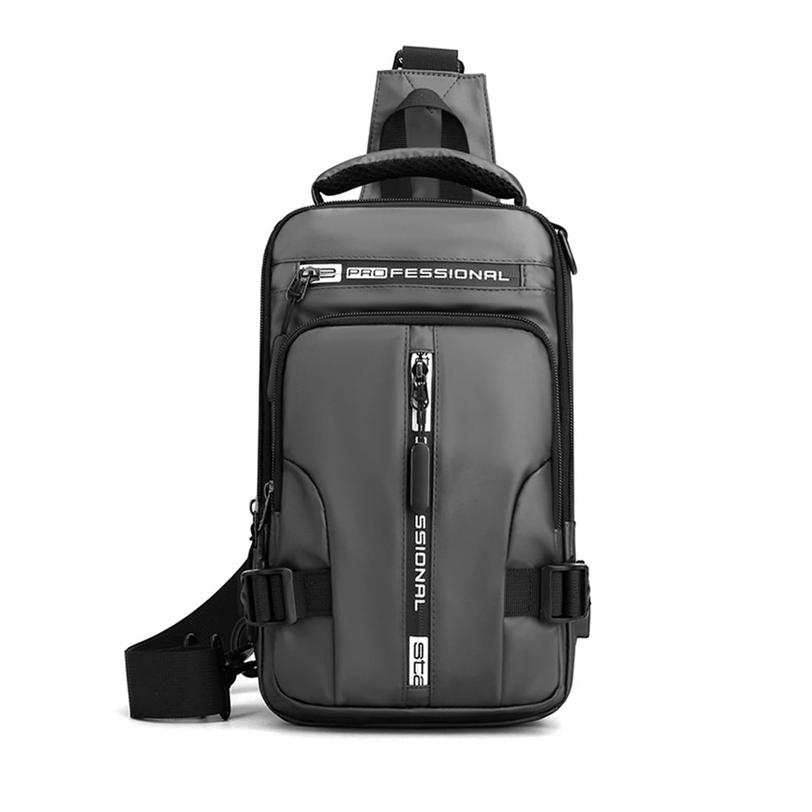 FANDARE Men Sling Crossbody Backpack Crossbody Bag for Men One Strap Motorcycle Chest Bag Cover Pack for Hiking Cycling Travel Outdoor Sport Small Casual Backpack with USB Charger Port Nylon Gray