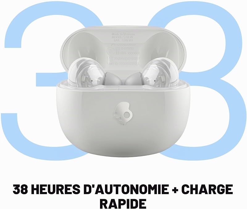 Rail ANC Écouteurs Intra-Auriculaires à Suppression de Bruit sans Fil, Autonomie 27 h, Microphone, Compatibles iPhone + Android et Appareils Bluetooth - Bone