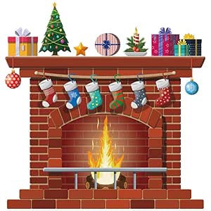 Etiqueta De La Pared De La Chimenea De La Navidad Etiqueta De La Pared