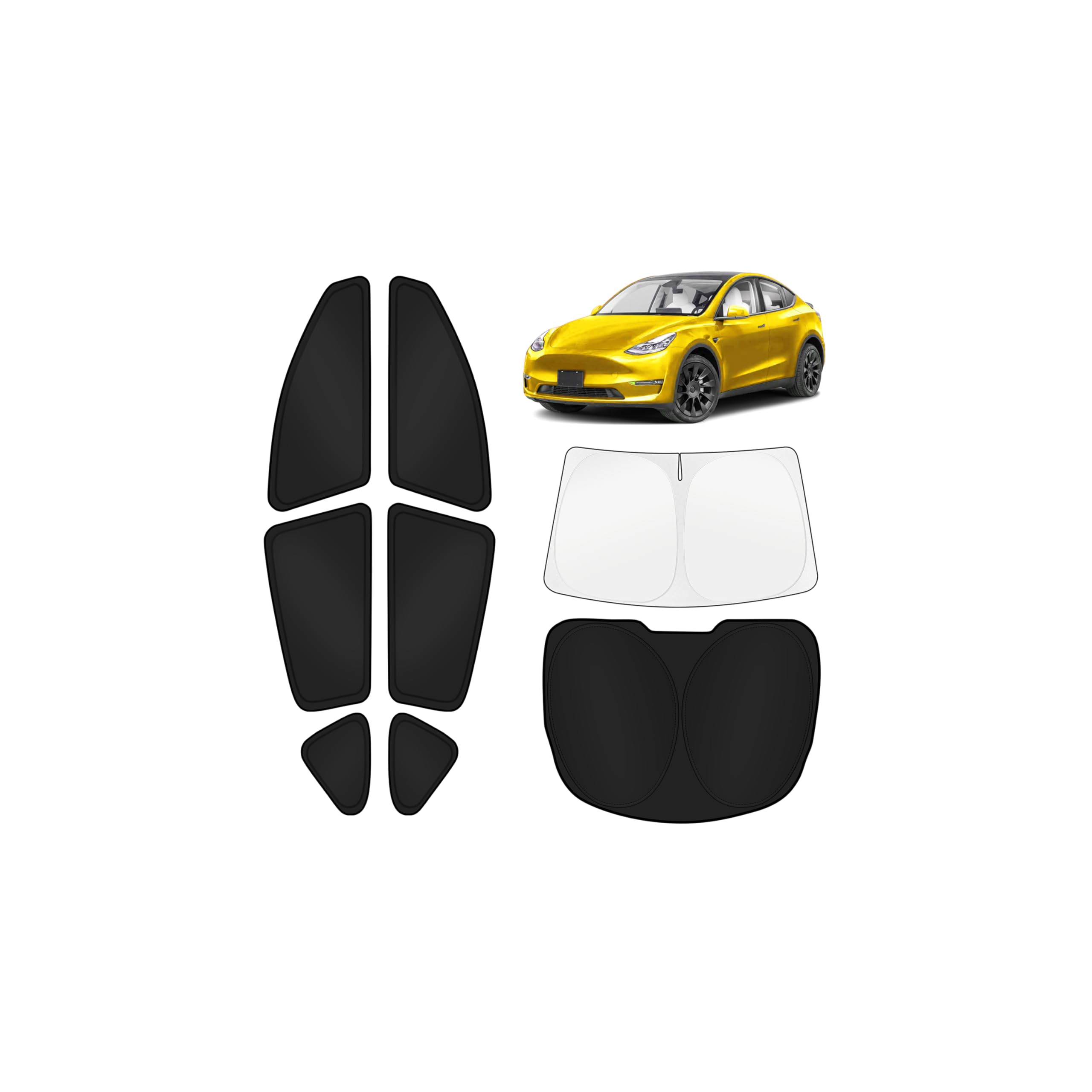 Photo 1 of KUST Car Window Shades for Tesla Model Y Juniper 2025-2026 Windshield Sun Shade Side Window Cover UV Block Privacy Protection Model Y Accessories Foldable Front Rear Full Set 8PCS