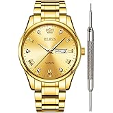 OLEVS Watch for Men Stainless Steel Business Dress Analog Quartz Men Watch Large Face Day Waterproof Luminous Classic Wrist Watch