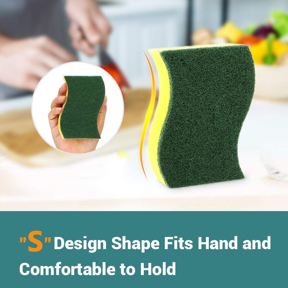 AIDEA Heavy Duty Scrub Sponge-12Count, Cleaning Scrub Sponge, Stink Free Sponge, Effortless Cleaning Eco Scrub Pads for Dishes,Pots,Pans All at Once,Size: 4.3"x 3.12" x 1.2": Kitchen & Dining