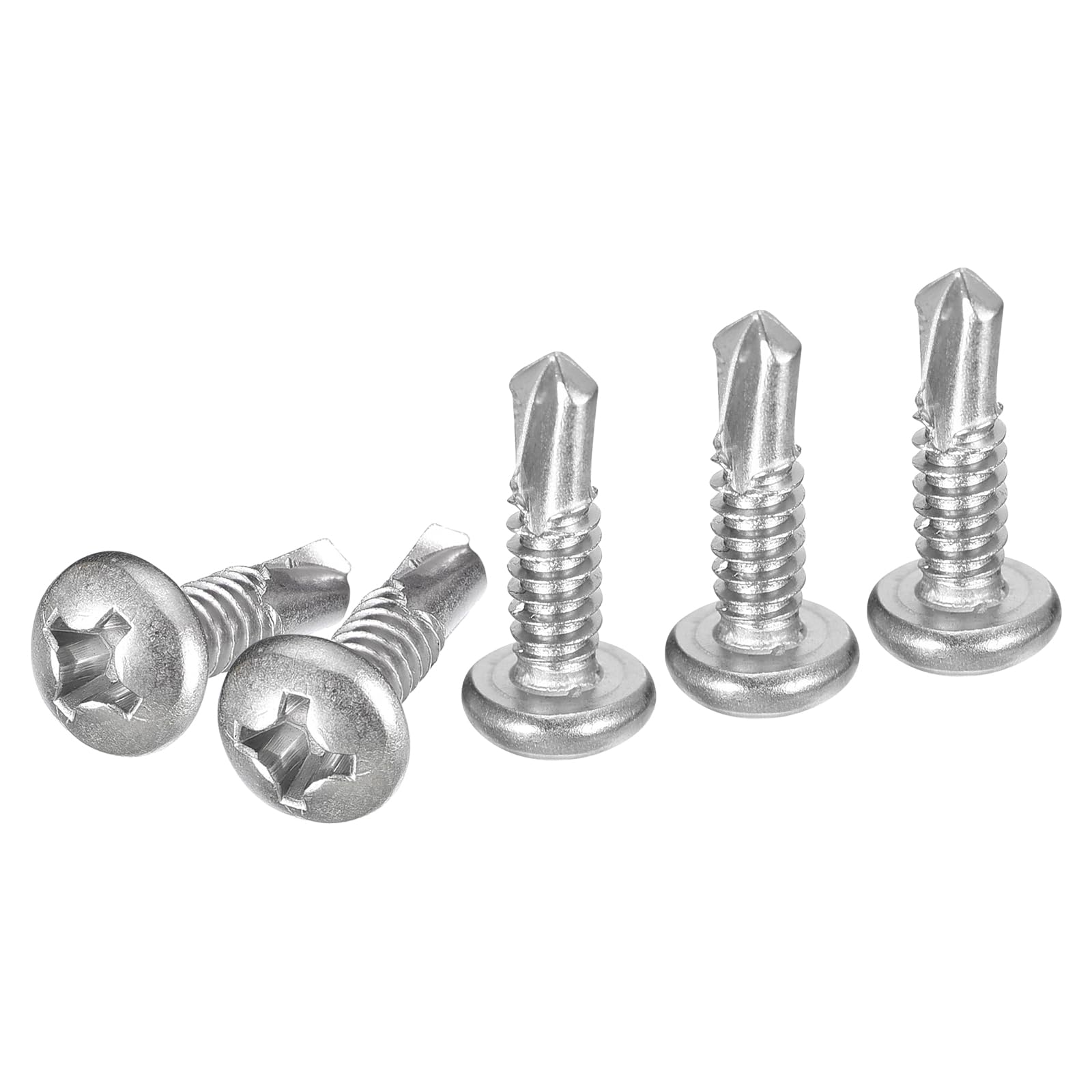 DTGN #12x3/4" Pan Head Self Drilling Screws - 100Pack - 410 Stainless Steel Phillips Drive Self Tapping Sheet Metal Screws