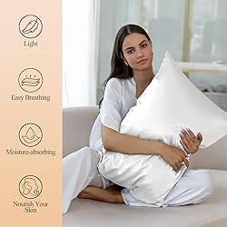 Silk Like Satin Pillowcase Queen Size, White Smooth
