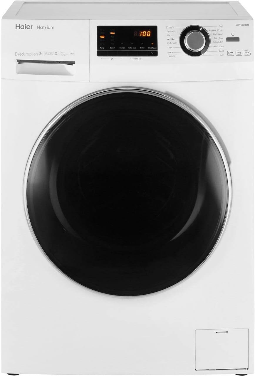 Haier HW70B12636 Freestanding Washing Machine, LED Display, 1200 RPM