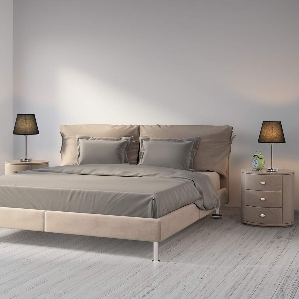 Haitral Bedside Table Lamps Small Nightstand Lamps Set Of 2 With Fabric Shade Bedside Desk Lamps For Bedroom Living Room Office Kids Room Girls Room Dorm 15 Inches Black Cjp Org In