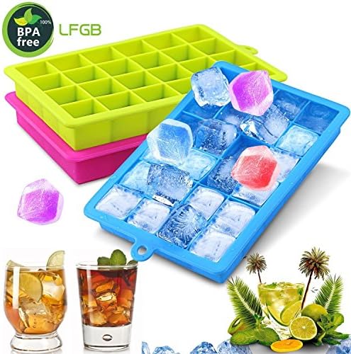 Ice cube trays 3Pack, 72 Silicone Ice Cube Molds with Removable Cover set for Whiskey, juice, Sport Drinks, LFGB Certified &amp; BPA Free