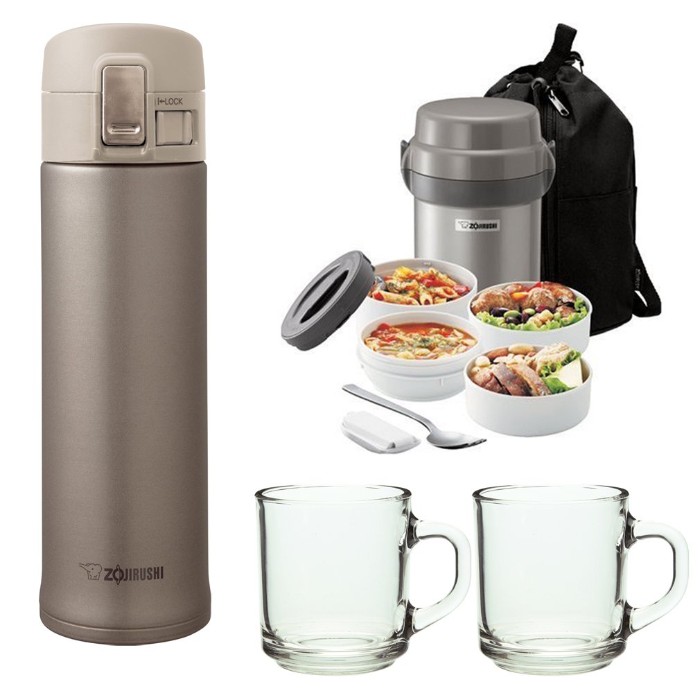 Zojirushi SMKHE48 16oz Stainless Steel Vacuum Mug Bundle with Mr