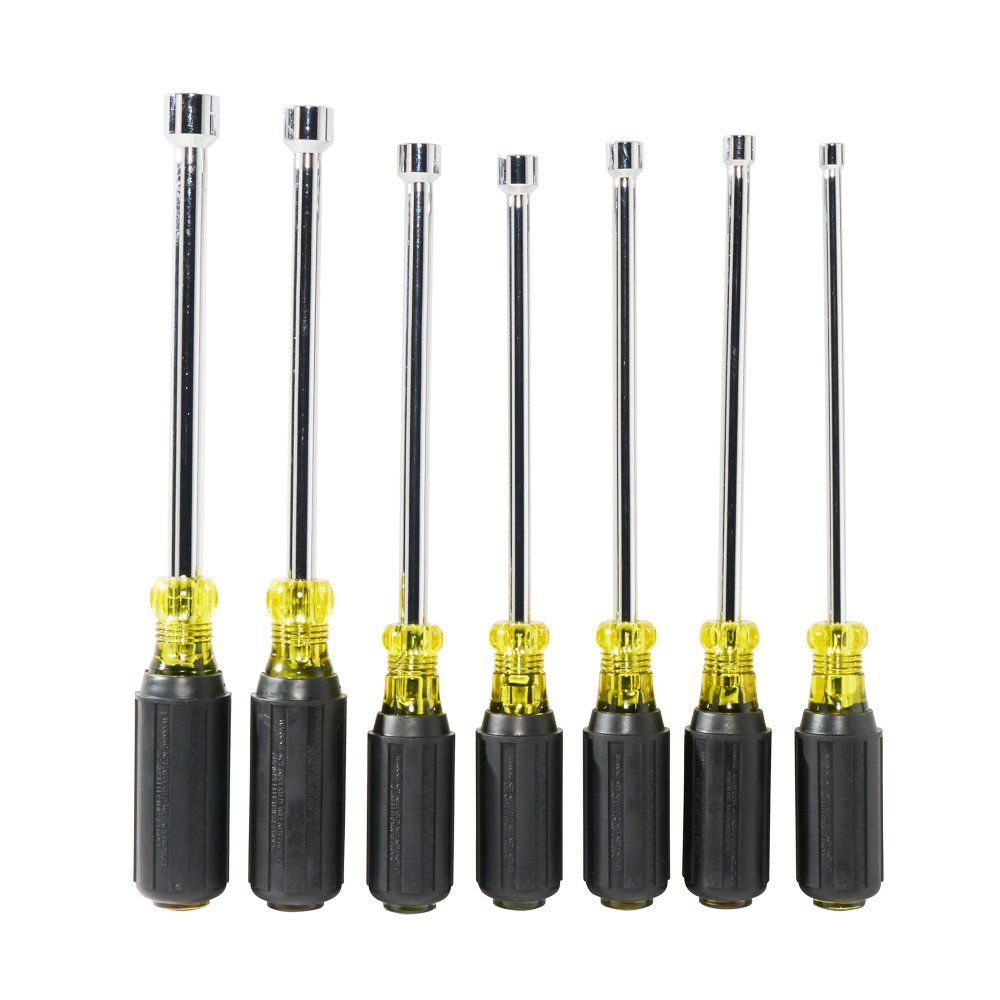 Klein Tools 647M Nut Driver Set, 7-Piece Kit with Hex Nut Drivers in SAE Sizes with Magnetic Hollow Shaft and Cushion Grip Handles: Industrial & Scientific