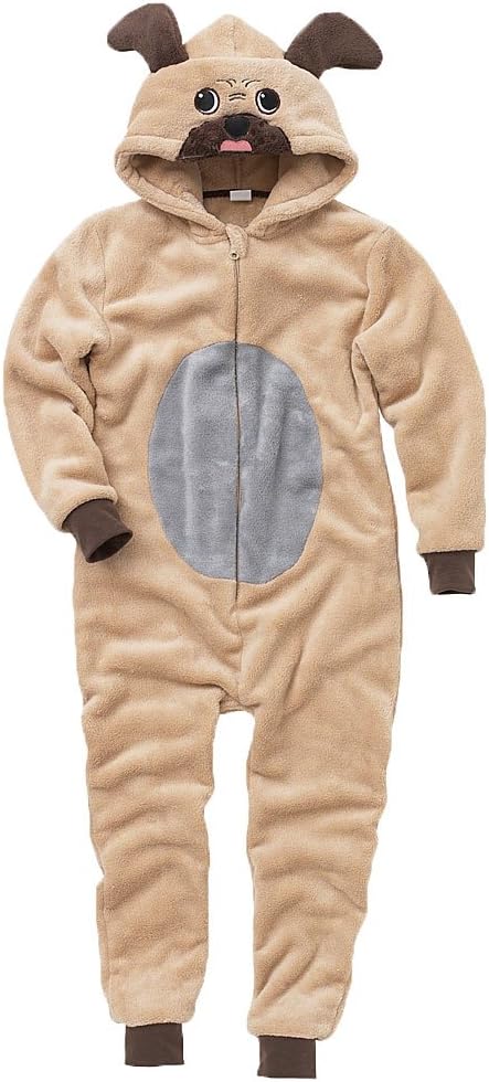 Onesies Animal Crazy Childs Boys Girls Pug Dog Supersoft Fleece Jumpsuit Playsuit UK Seller