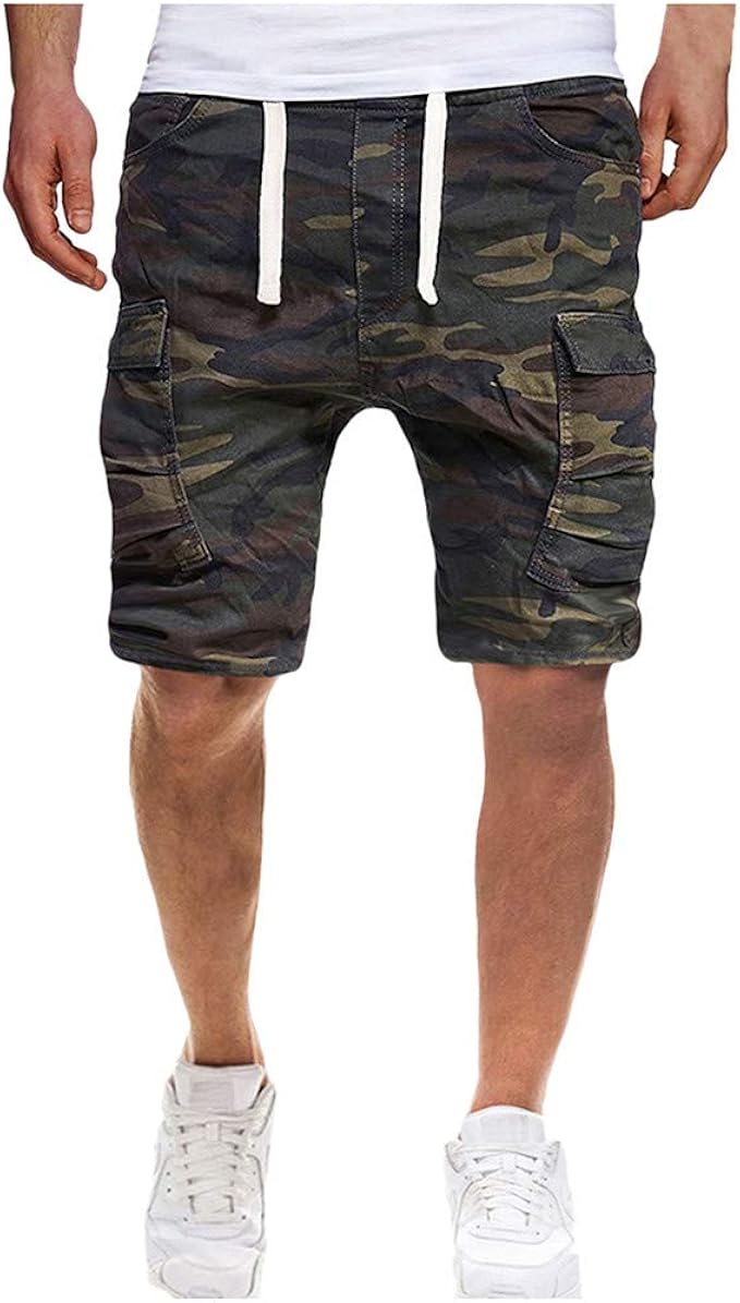 mens camo shorts elastic waist