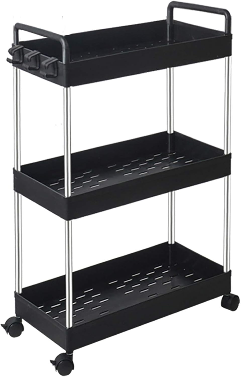 room 2 room 2 tier fabric storage shelf instructions on Amazon Com Solejazz Rolling Storage Cart 3 Tier Mobile Shelving Unit Bathroom Carts With Handle For Kitchen Bathroom Laundry Room Black Kitchen Dining