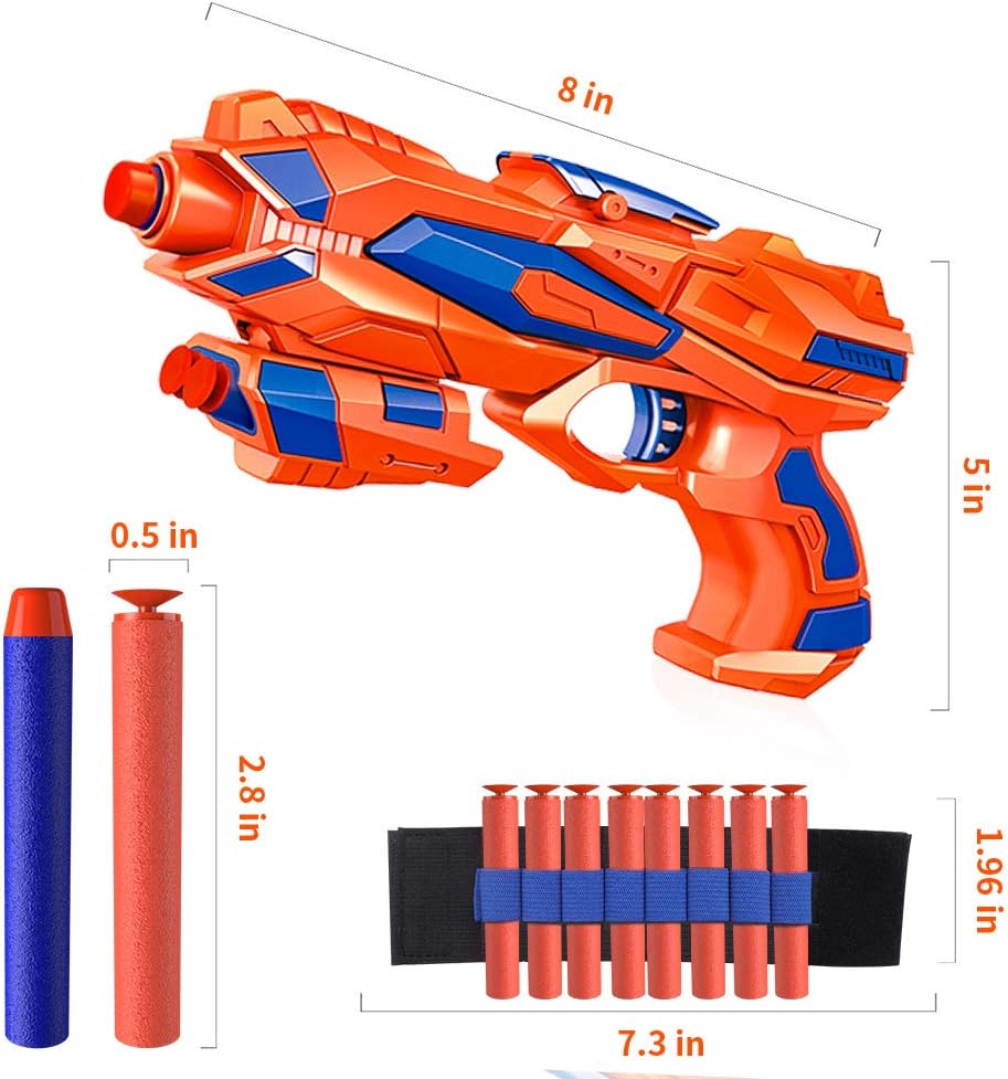 RegeMoudal 2 Pack Blaster Toy Guns Foam Bullet Toy Gun with 2 Foam Dart Wrist Band and 60 Pack Refill Soft Foam Darts Hand Gun Toys for Kids: Toys & Games