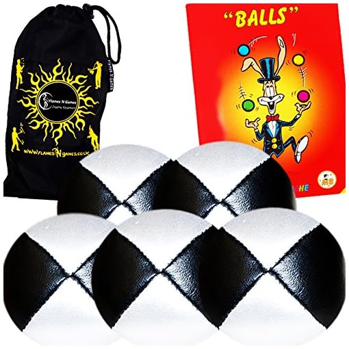 5x Pro Thud Juggling Balls - Deluxe (LEATHER) Professional Juggling Ball Set of 5 + Mister Babache Ball Juggling Book of tricks, and Fabric Travel Bag! - Image 4