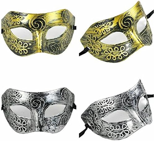 Veewon Venetian Mens Masquerade Ball Masks Face Mask for Party Fancy Dress Ball, Masked Ball, Halloween (Silver) - Image 4