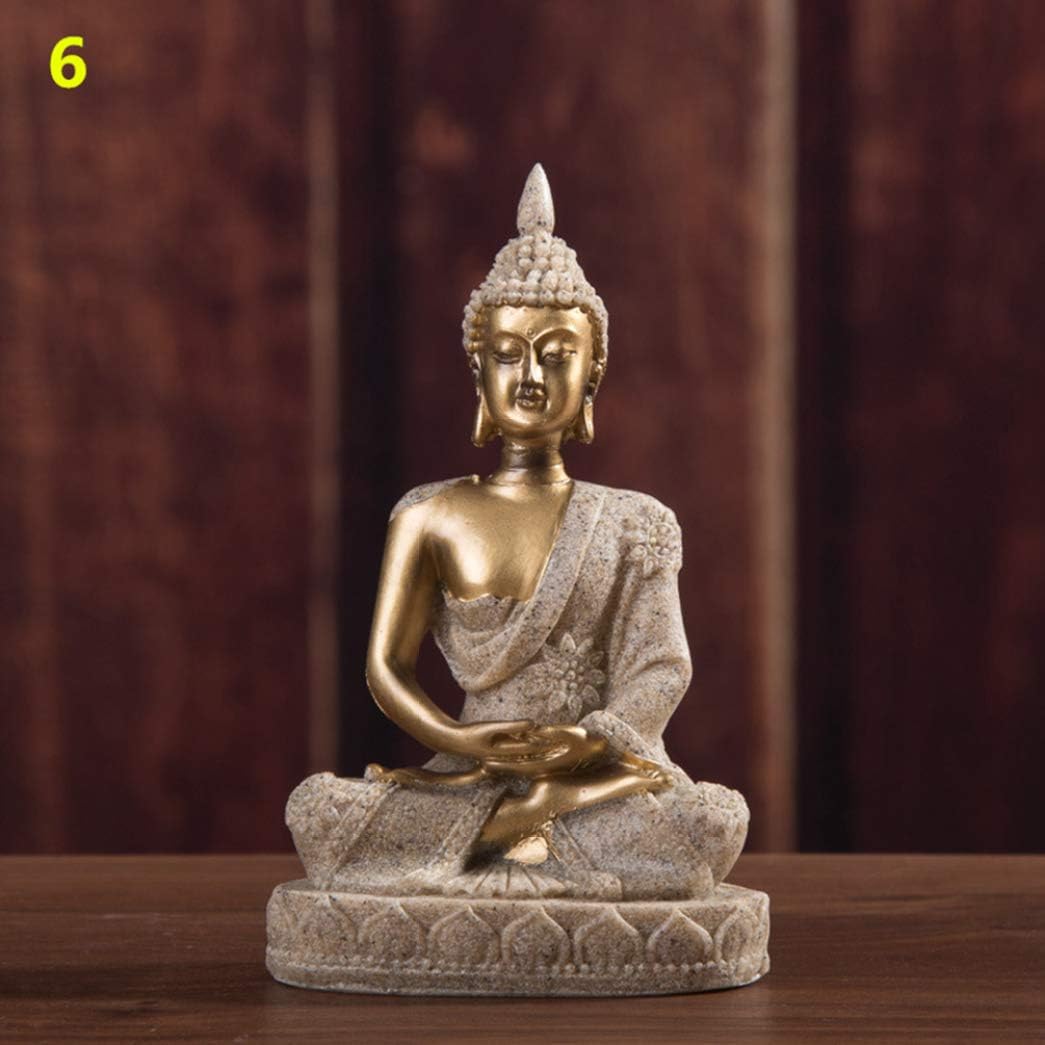 YURASIKU Nature Sandstone Buddha Statue Thailand Fengshui Buddha Sculpture for Home Decorative Ornament Gift for Buddhists