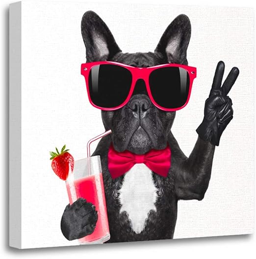 french bulldog with glasses painting