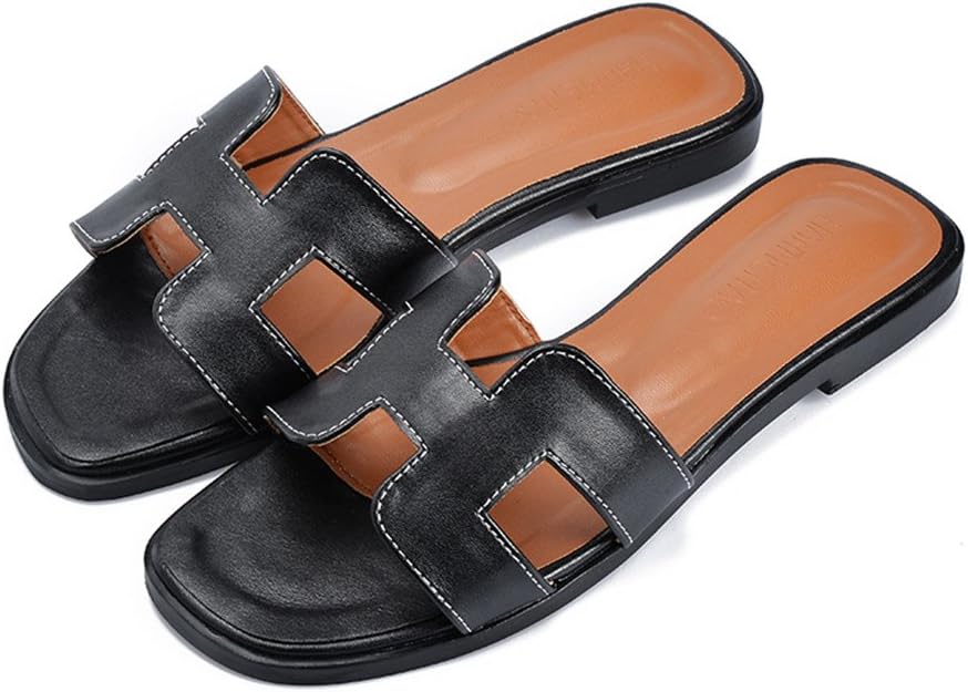 MEIREN H-Classic Leather Slippers at The end of European and American Women's Shoes