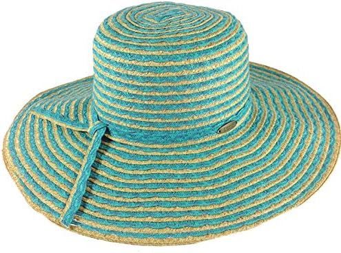 Cappelli Straworld Wide Brim Straw Sun Hat with UPF 50+ Sun Protection (Turquoise)