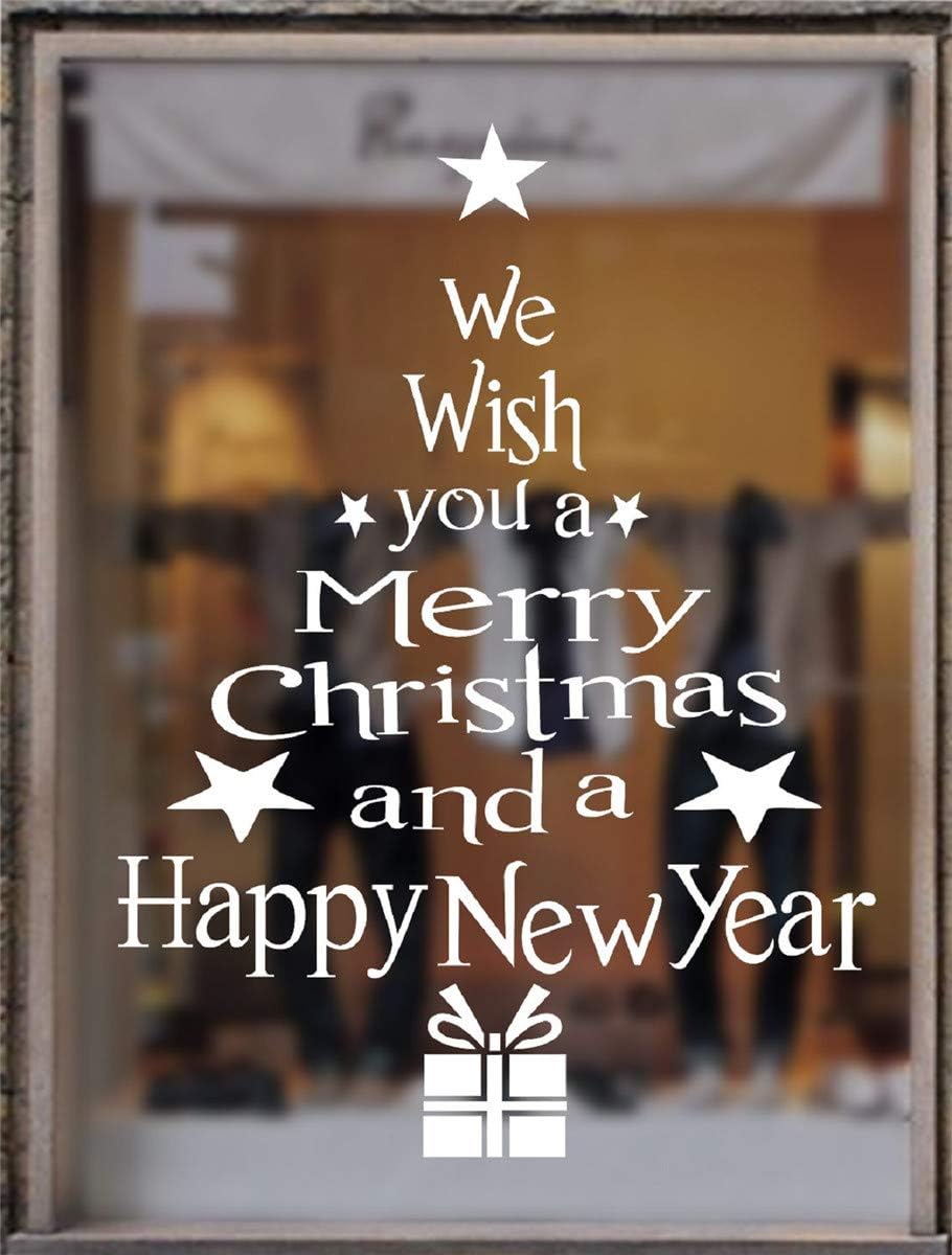 Tuopuda Christmas Sticker for Window Christmas Tree Letters Stick Wall Art Decal Mural Wall Sticker(White) - Image 4