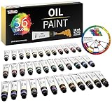 U.S. Art Supply Professional 36 Color Set of Art Oil Paint in Large 18ml Tubes - Rich Vivid Colors for Artists, Students, Beginners - Canvas Portrait Paintings - Bonus Color Mixing Wheel