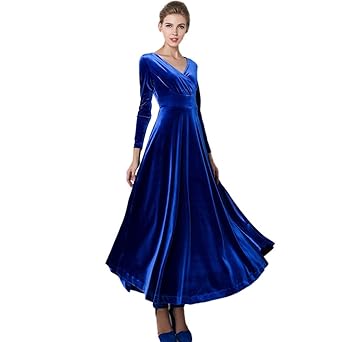 JYJM Frauenkleidung Damen Kleid mit Langen Ärmeln Womens Off Schulter Samt Kleid Abend Party Loose Dress Schulter Samtkleid C