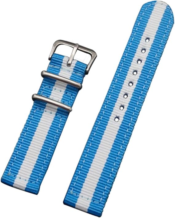 18mm Blue/White 2 Piece NATO Watch Strap for Sale Premium Nylon Watch