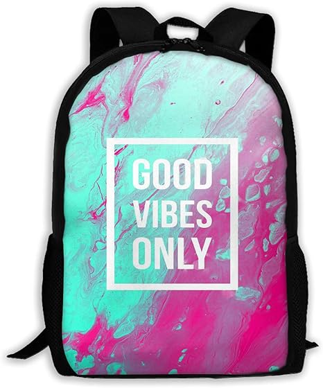 Amazon Co Jp Deersirrrr ブルー Good Vibes Only モチベーションを上げる言葉 3d 大人用 アウトドア レジャー スポーツ バックパック 学校 バックパック ユニセックス ブックバッグ One Size ブラック Trofldep ホーム キッチン