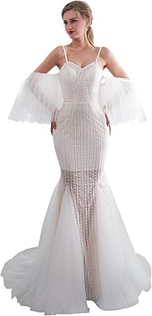 Mermaid Lace Spaghetti Straps Sleeveless Court Train With Lace Wedding Dresses Promlily Online