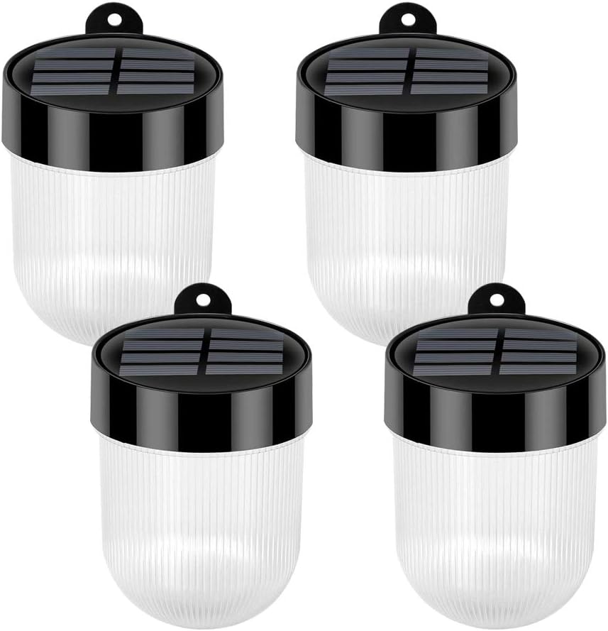 ANDEFINE Solar Wall Lights Outdoor, 2 Colors Solar Fence Light Waterproof Solar Lamp Lighting for Step, Stair, Patio, Front Door, Porch, Garden, Yard, Pathway, Pure White/Warm White to Choice (4 Pack)