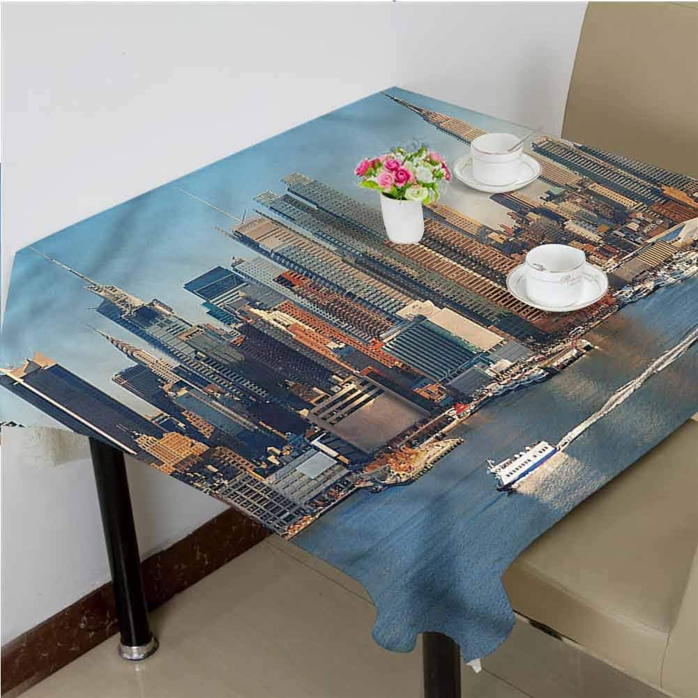 dsdsgog Restaurant Table Cover NYC Skyline River Scenery