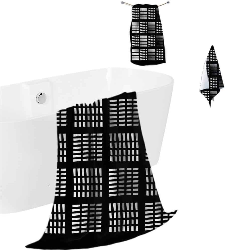 prunushome Hotel Bath Towels Abstract Premium & Luxury Towel Set Dash Line Skyscraper Urban for Bathroom-Hotel-Spa-Kitchen 3 Piece Towels Set (Bath Towels,Hand Towels,Washcloths)