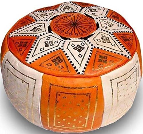Moroccan FEZ Pouf leather Ottoman Footstool Pouffe Hassock New Pouff