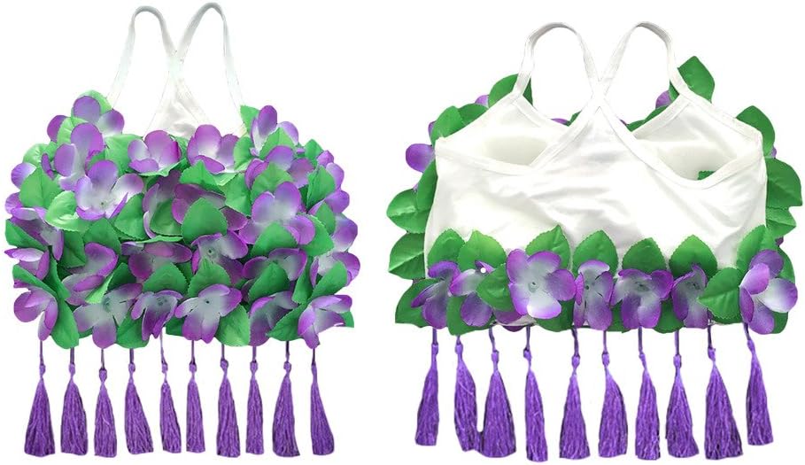 Fighting to Achieve Hawaiian Performance Costume Floral Hula Bra Tassels 7.5"x 11.8" Adult