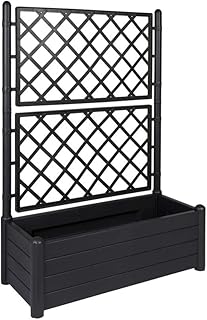 XL Rankgitter, Spalier mit Pflanzkasten aus robustem Kunststoff in Anthrazit/Grau. Topp für Garten, Terrasse und Balkon! (breite)