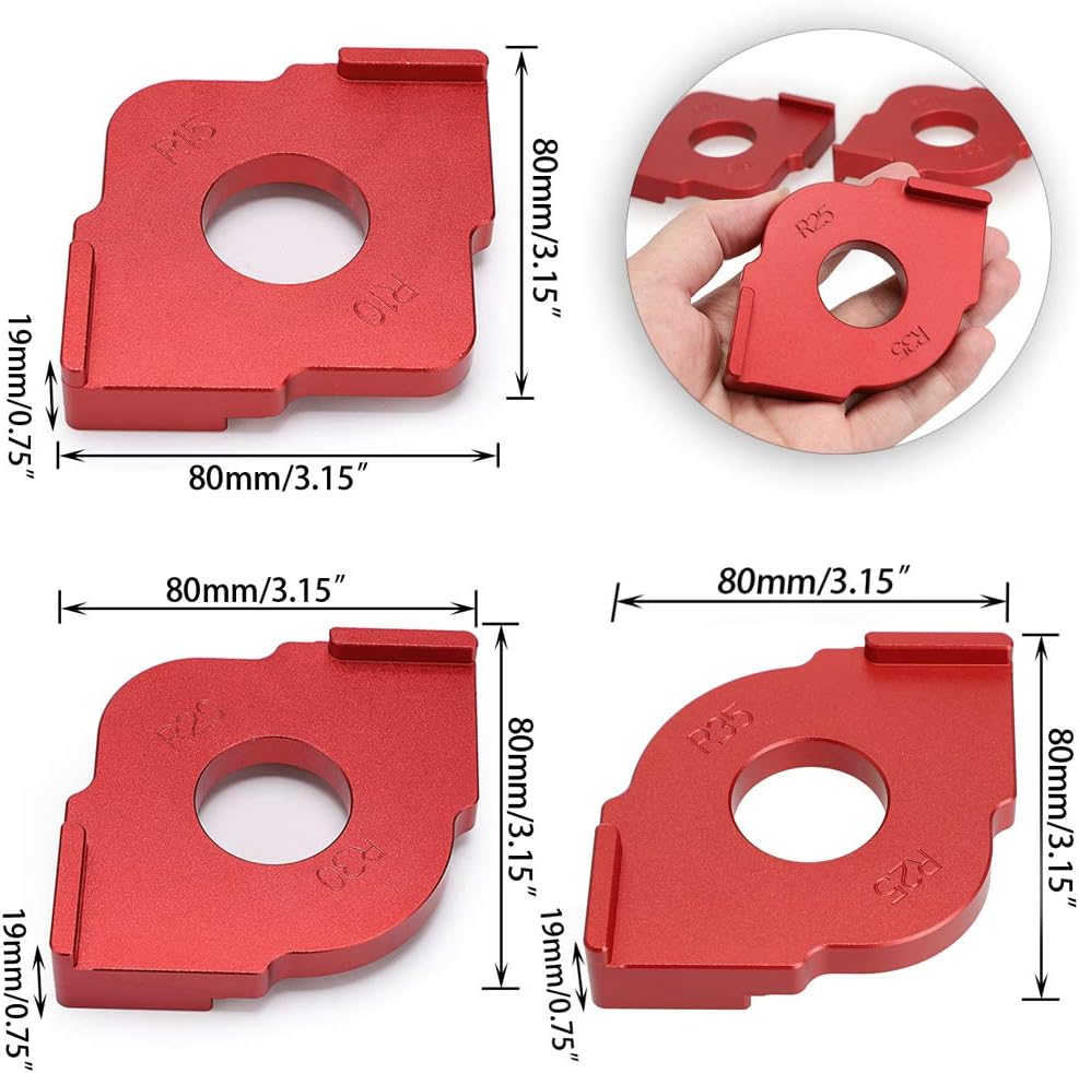 OwnMy Set of 3 Radius Jig Router Templates, Aluminium Alloy Routing Rounded Corners Router Bit Templates for Woodworking Routing, R10 R15 R20 R25 R30 R35 - - 